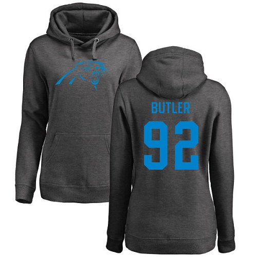 Carolina Panthers Ash Women Vernon Butler One Color NFL Football #92 Pullover Hoodie Sweatshirts->women nfl jersey->Women Jersey